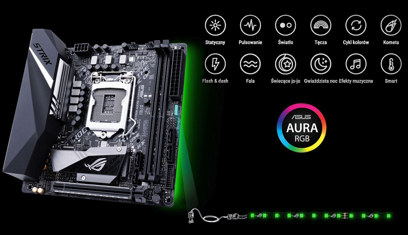 ASUS ROG STRIX B360-I GAMING Podświetlenie ASUS Aura