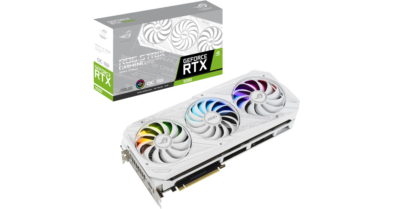 Karta graficzna NVIDIA ASUS GeForce RTX 3080 ROG STRIX OC White 10GB GDDR6X ROG-STRIX-RTX3080-O10G-WHITE