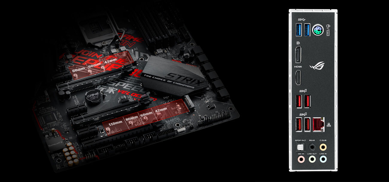 ASUS ROG STRIX Z390-H GAMING Złącza M.2 i USB