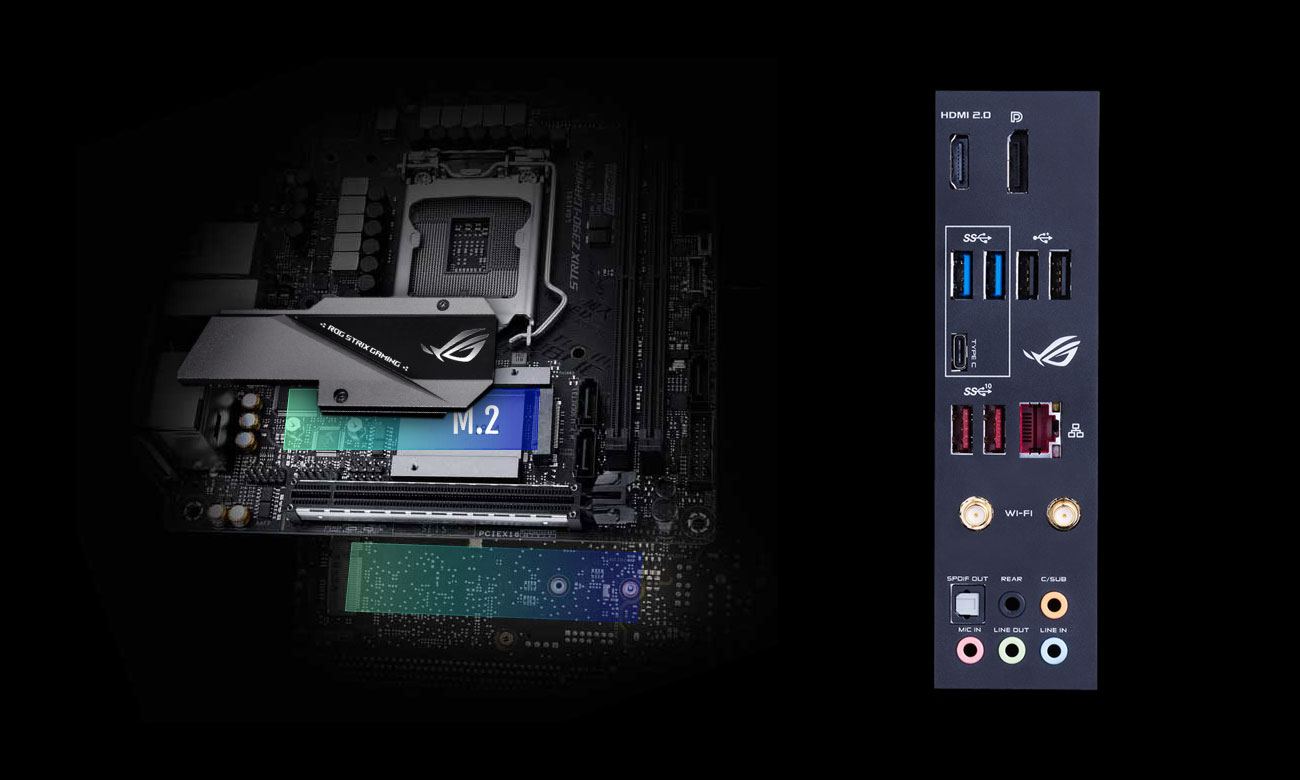 ASUS ROG STRIX Z390-I GAMING Złącza M.2 i USB