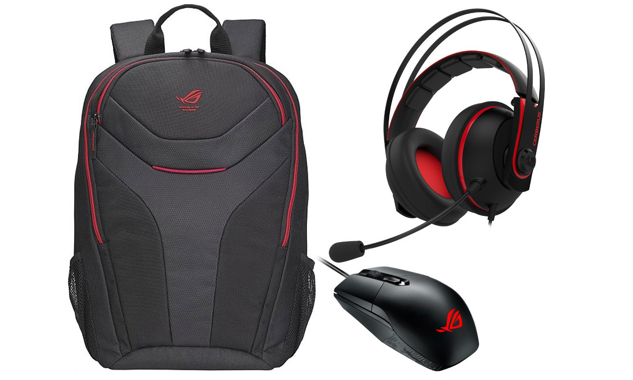 ASUS ROG Strix SCAR GL703GM + plecak ROG, słuchawki Cerberus V2, mysz ROG Strix Impact