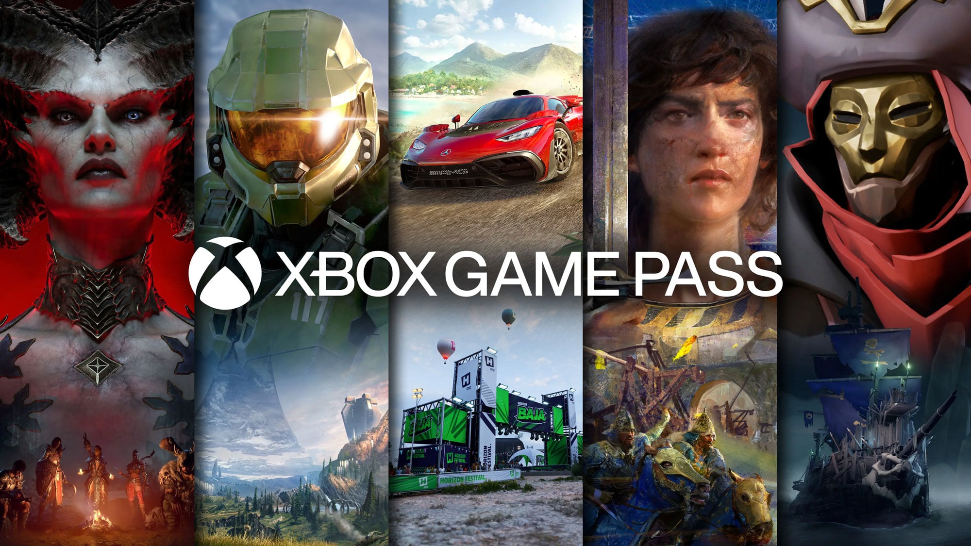 Baner usługi Xbox Game Pass z okładkami gier