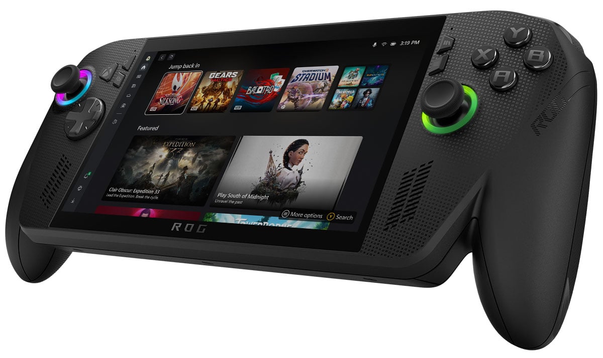 Konsola mobilna ASUS ROG Xbox ALLY X - Widok od przodu pod kątem
