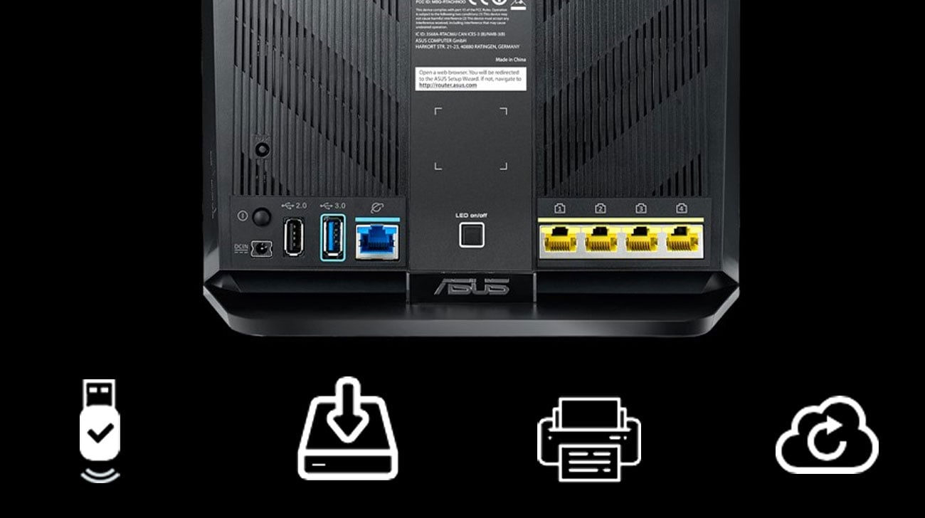 ASUS RT-AC86U Opcje połączeń i udostępniania