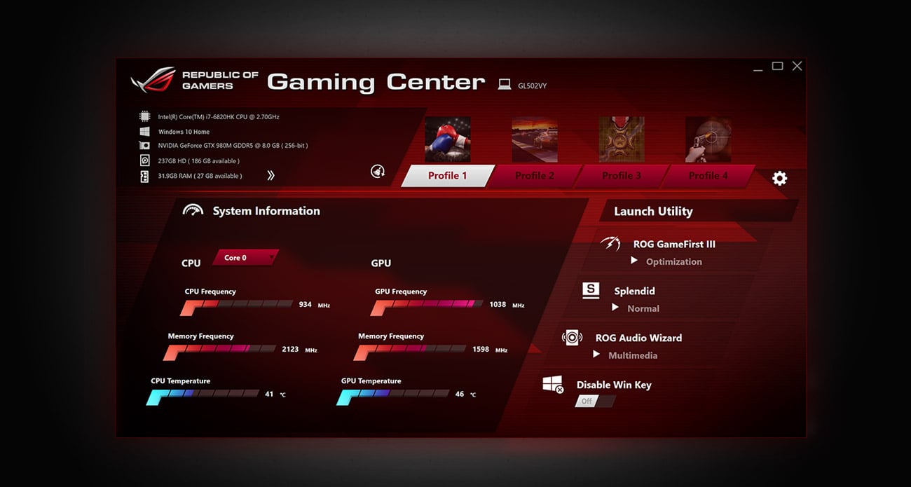 ROG Gaming Center w ASUS ROG Strix GL502VS