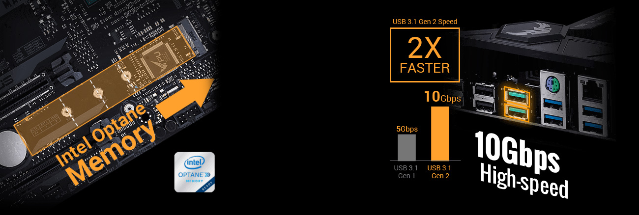ASUS TUF X299 MK2 Złącza M.2 oraz porty USB