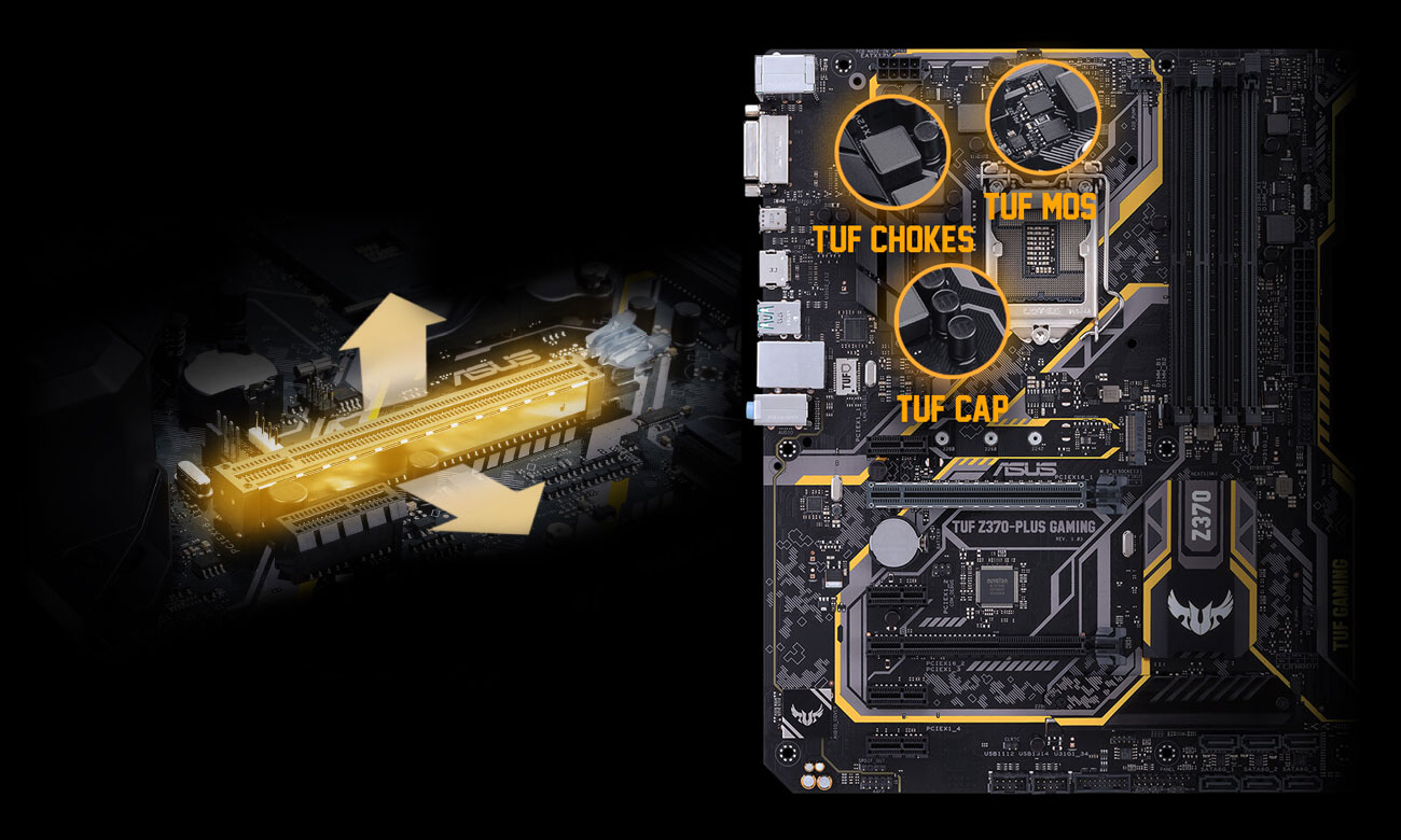 ASUS TUF Z370-PLUS GAMING PCIe SafeSlot Komponenty TUF