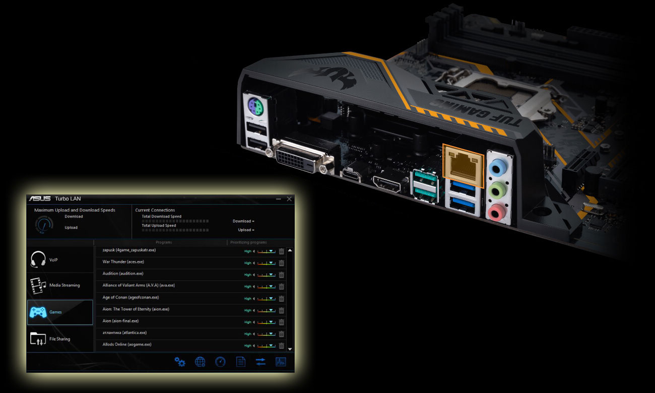 ASUS TUF Z370-PLUS GAMING Intel Ethernet Turbo LAN cFosSpeed