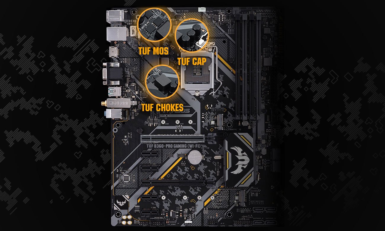 ASUS TUF B360-Pro Gaming (Wi-Fi) Wytrzymałe komponenty