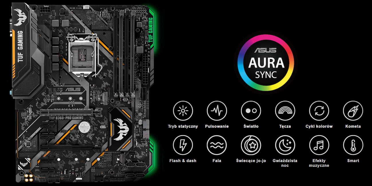 ASUS TUF B360-Pro Gaming podświetlenie ASUS Aura