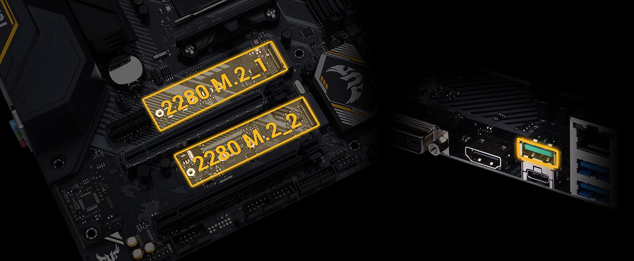 ASUS TUF B450M-PRO GAMING Złącza M.2, porty USB