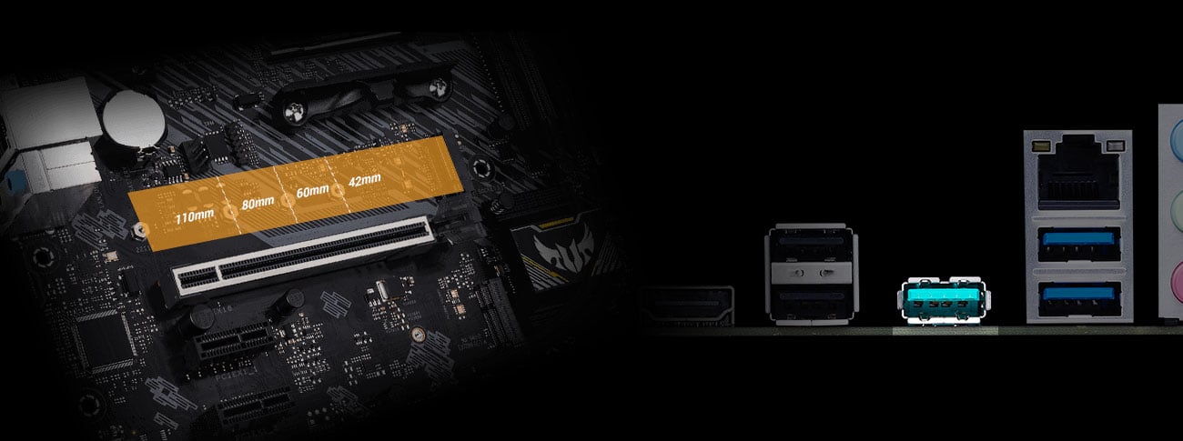 ASUS TUF GAMING A520M-PLUS - Złącza M.2, USB