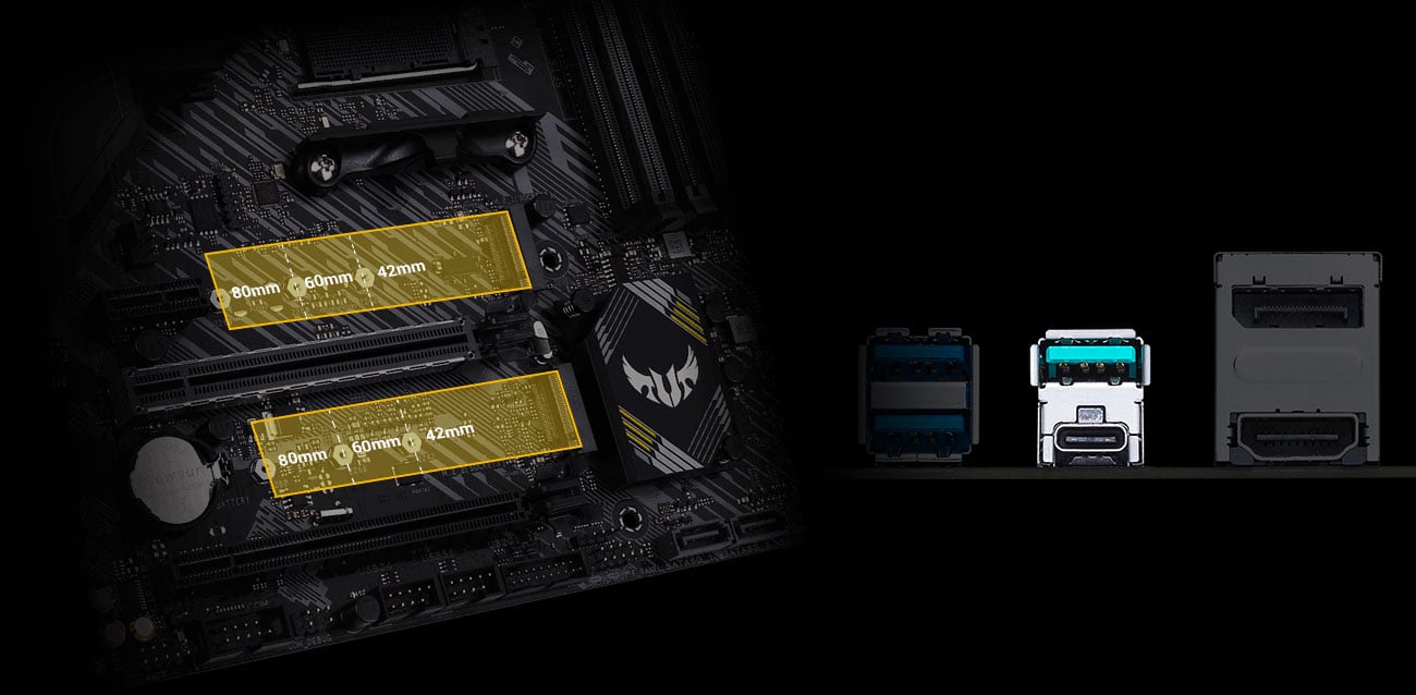 ASUS TUF GAMING B450M-PRO II - Złącza M.2, USB