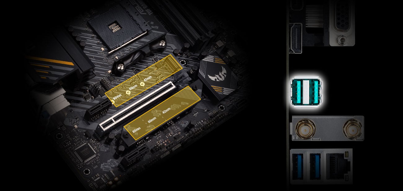 ASUS TUF GAMING B550M-E WIFI - Złącza M.2, USB