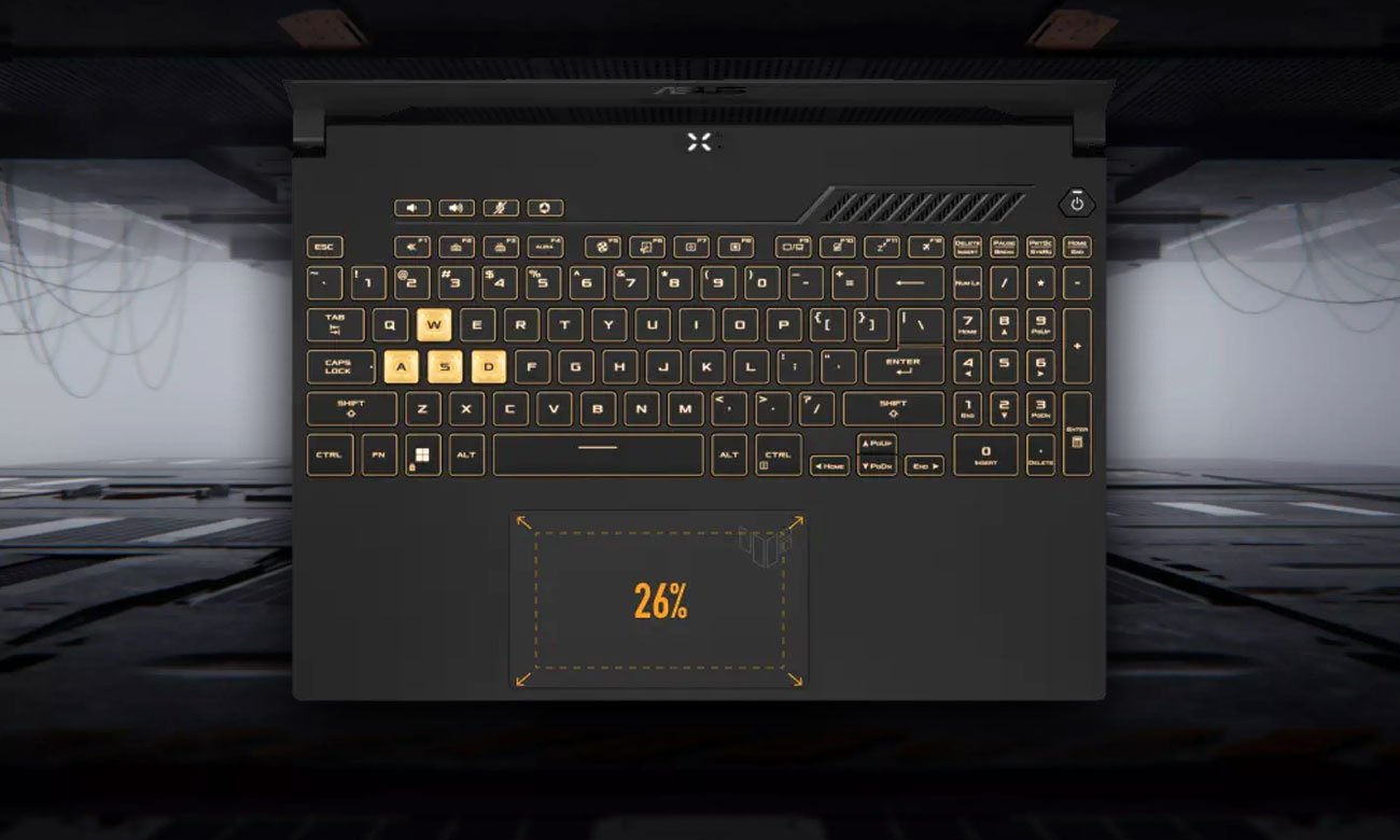 ASUS TUF Gaming F15 podświetlana klawiatura