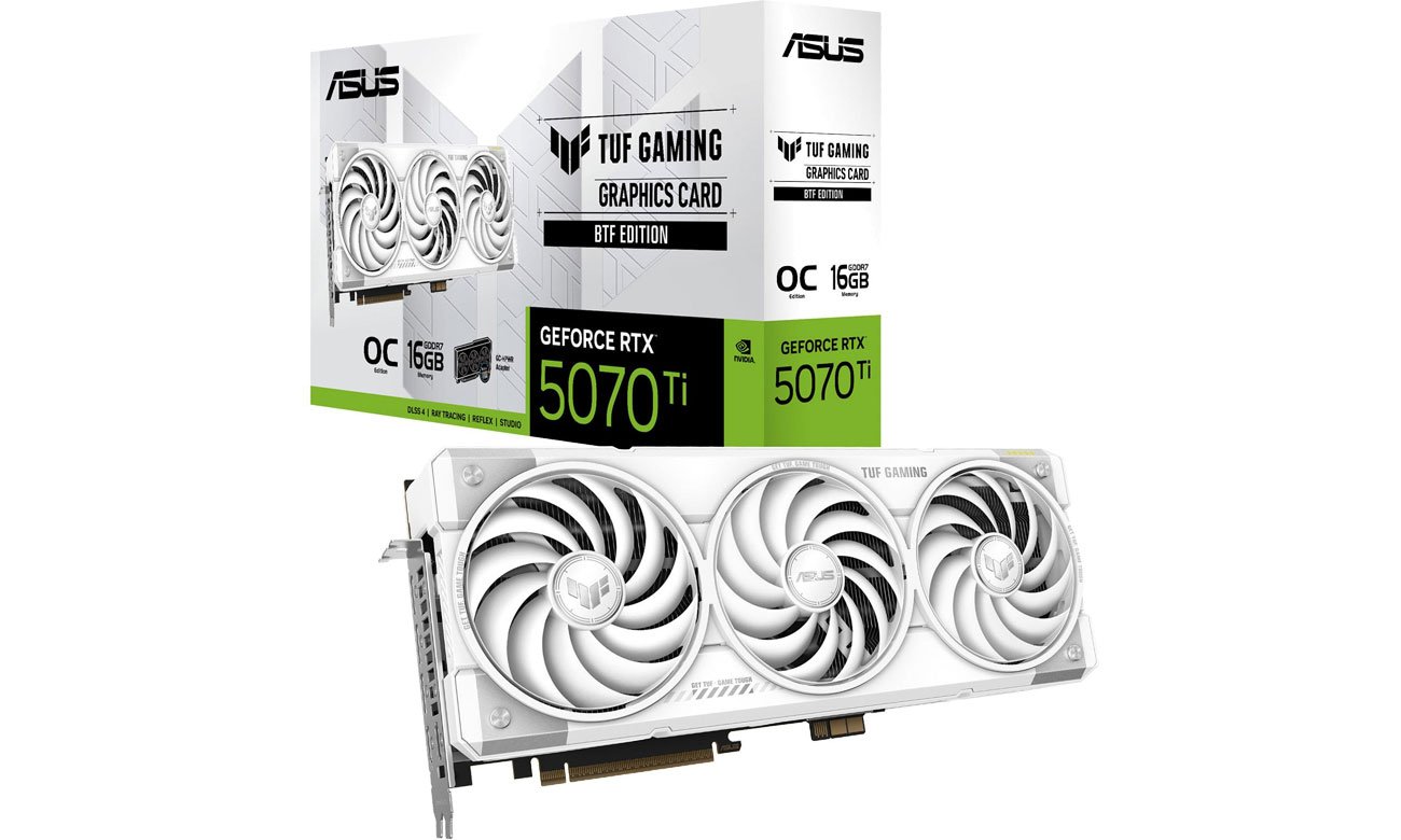 ASUS TUF Gaming GeForce RTX 5070 Ti ホワイト ASUS GeForce RTX 5070 Ti TUF Gaming OC White BTF 16GB GDDR7