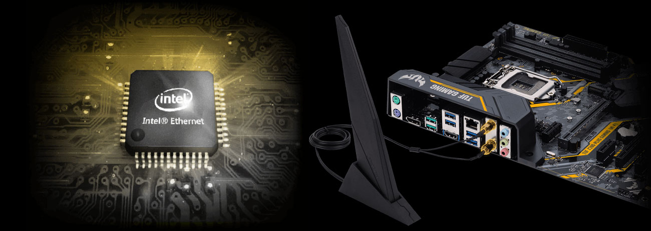 ASUS TUF Z390-PLUS GAMING WI-FI Sieć LAN oraz Wi-Fi