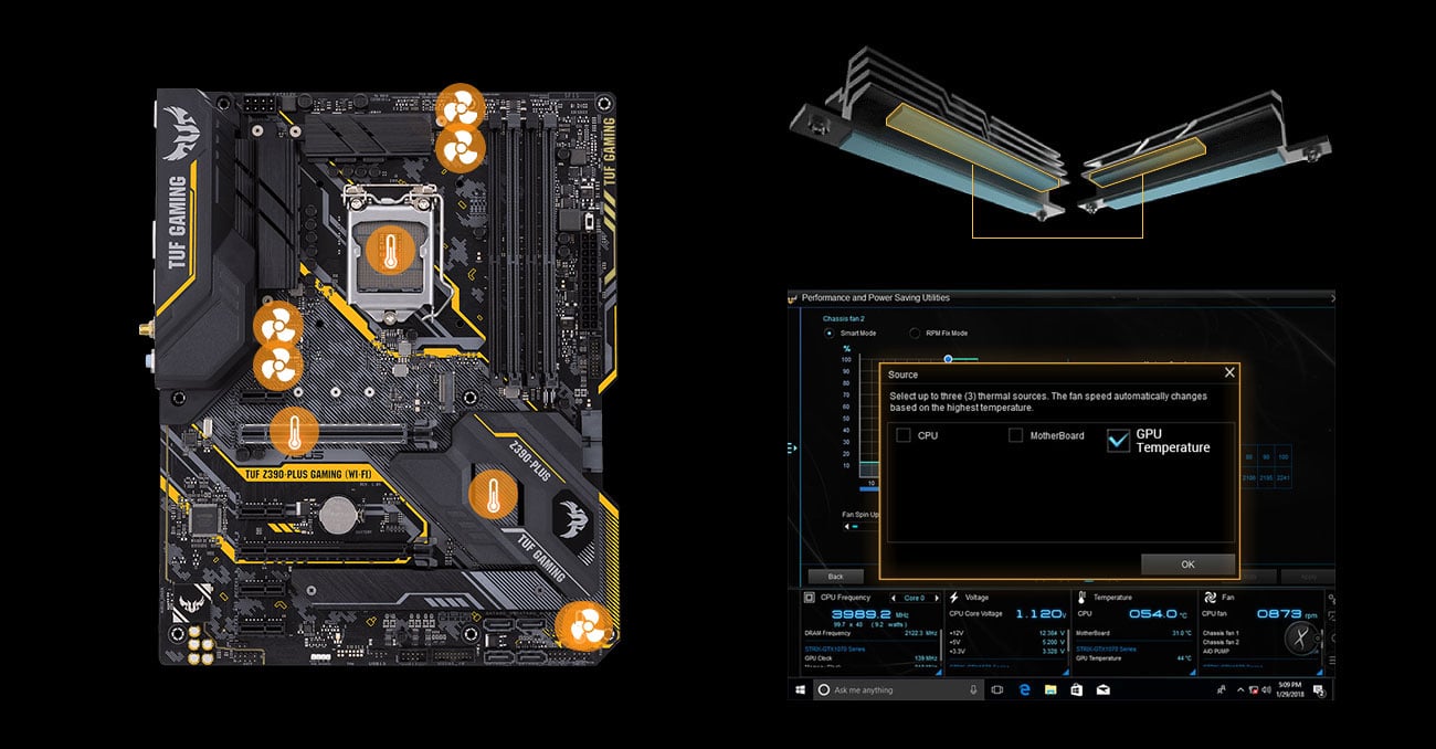 ASUS TUF Z390-PLUS GAMING WI-FI Chłodzenie z Fan Xpert 4