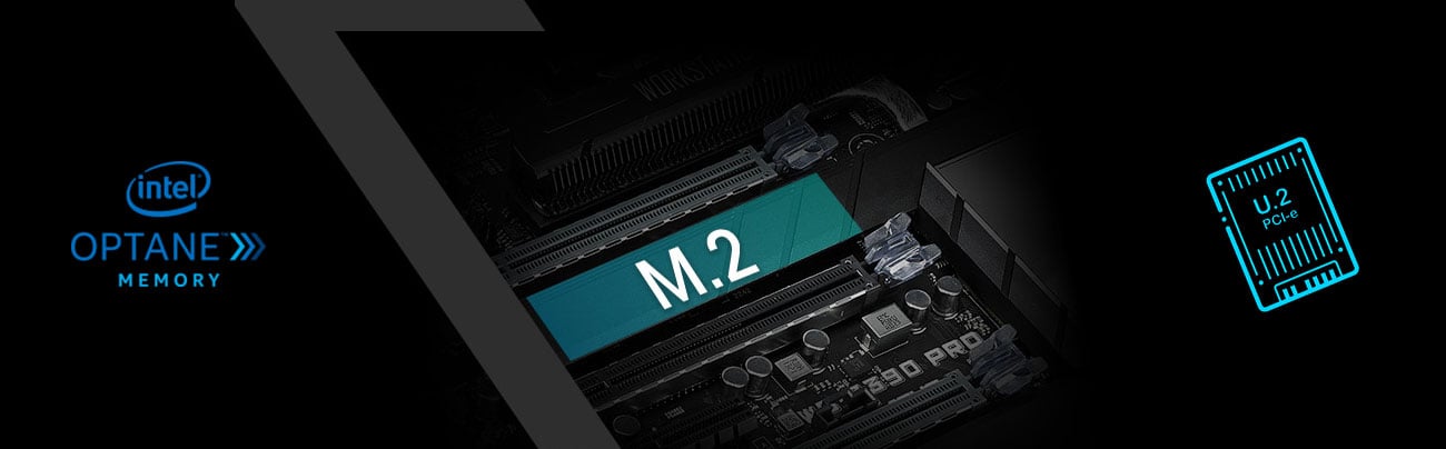 ASUS WS Z390 PRO Złącza M.2, U.2, obsługa Intel Optane