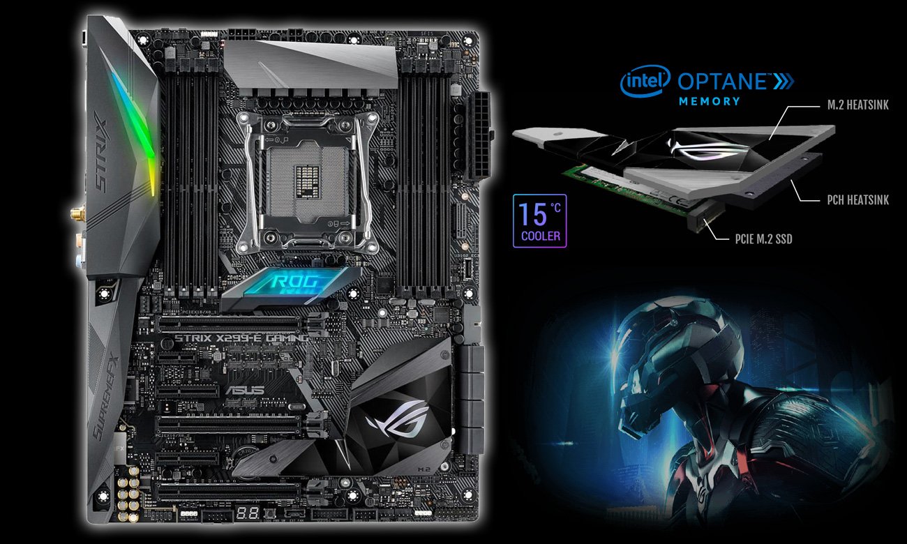 ASUS STRIX X299-E Gaming Wydajna pamięć M.2 Intel O
