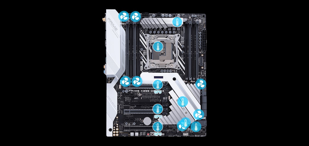 ASUS PRIME X299 Deluxe Zabezpeiczenia chłodzenie