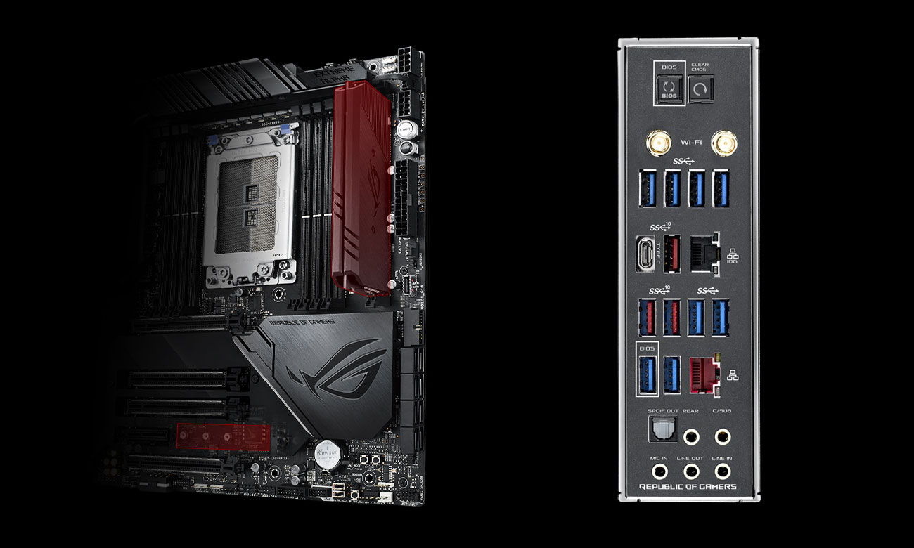 ASUS X399 ROG ZENITH EXTREME ALPHA Złącza M.2 USB