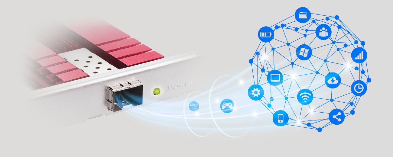 ASUS XG-C100F Łączność SFP
