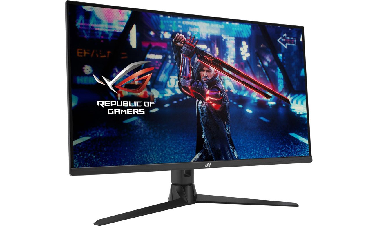 ASUS ROG Strix XG32UQ widok z przodu pod kątem