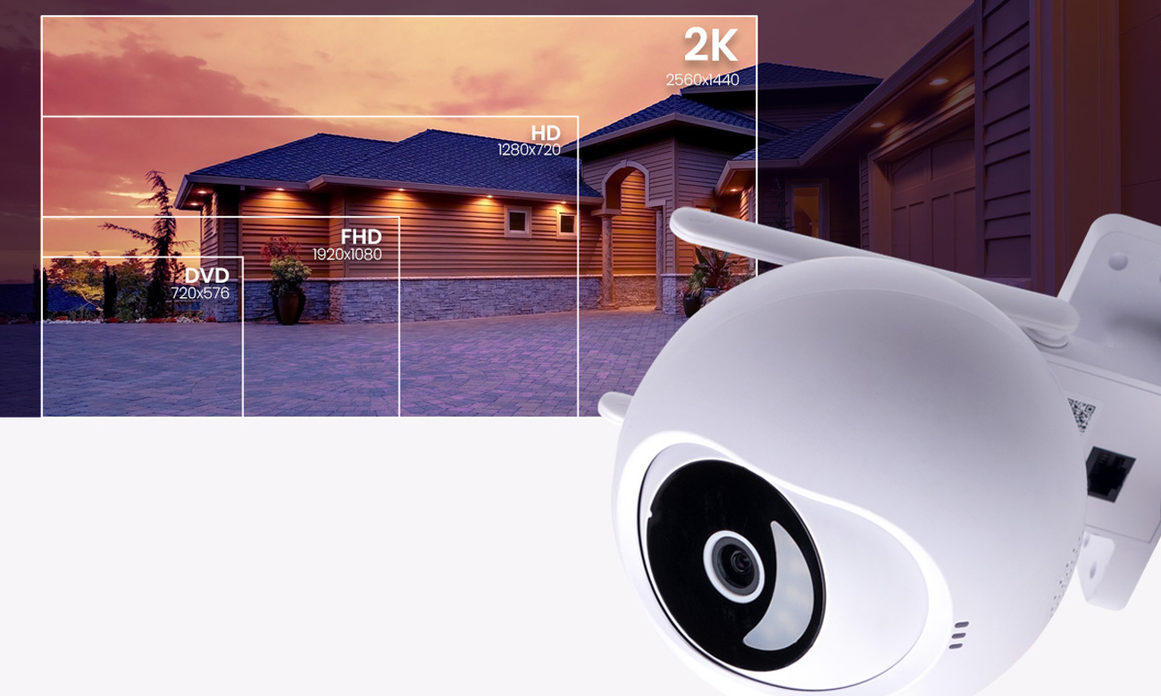 Kamera zewnętrzna Appartme Night Guard 360 Wi-Fi  - Wysoka jakość obrazu – rozdzielczość 2K