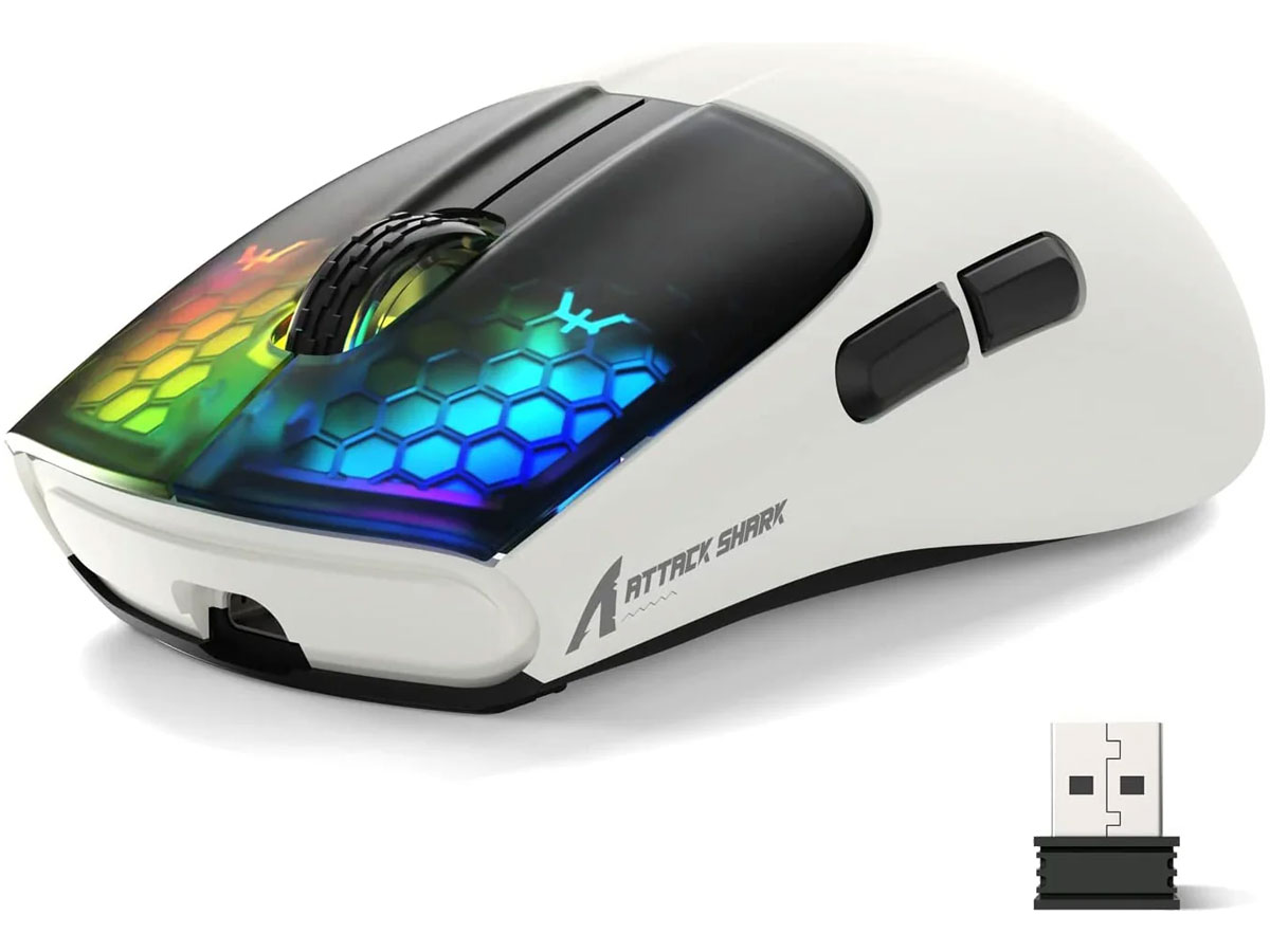 Attack Shark X5 biało-czarna myszka z podświetleniem RGB
