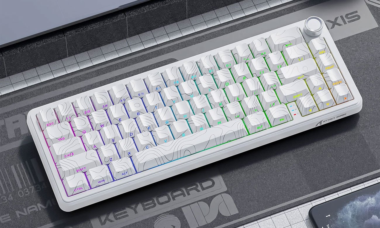 Attack Shark X65PRO biała klawiatura magnetyczna z RGB