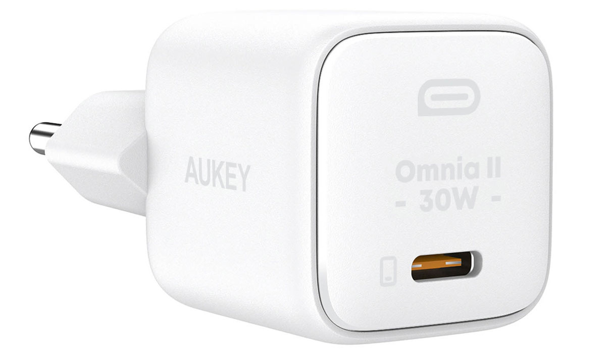 Aukey Ładowarka GaN, USB-C, PD 30W, biała