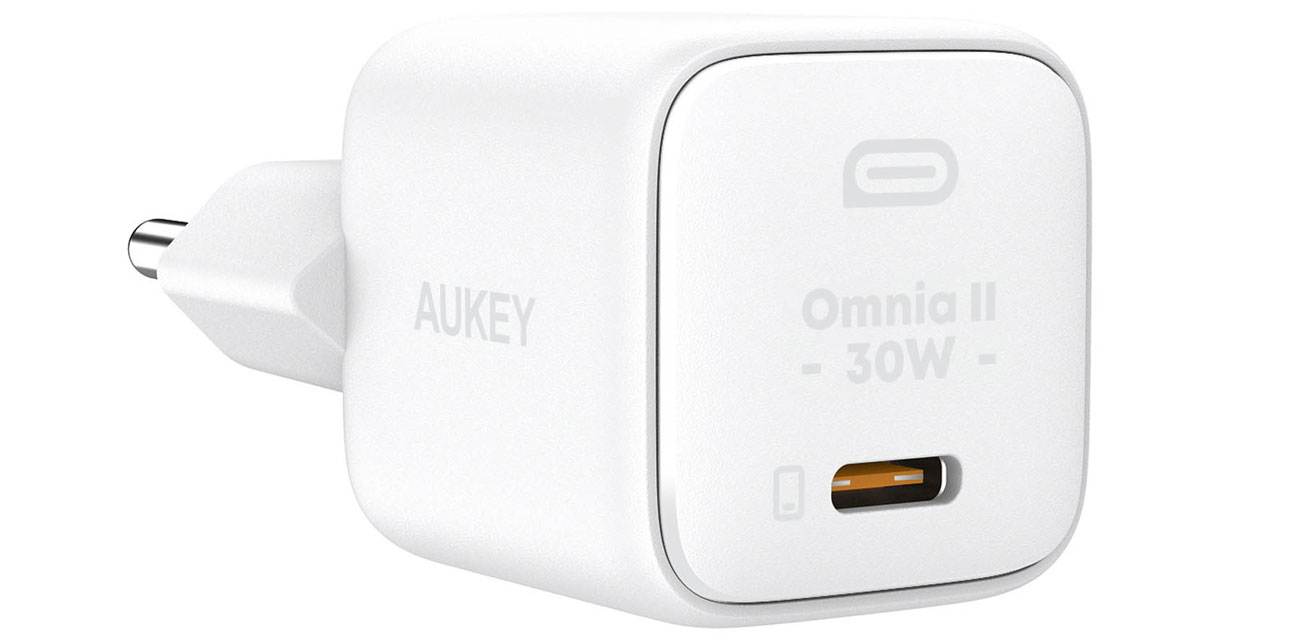 Aukey Ładowarka GaN, USB-C, PD 30W, biała