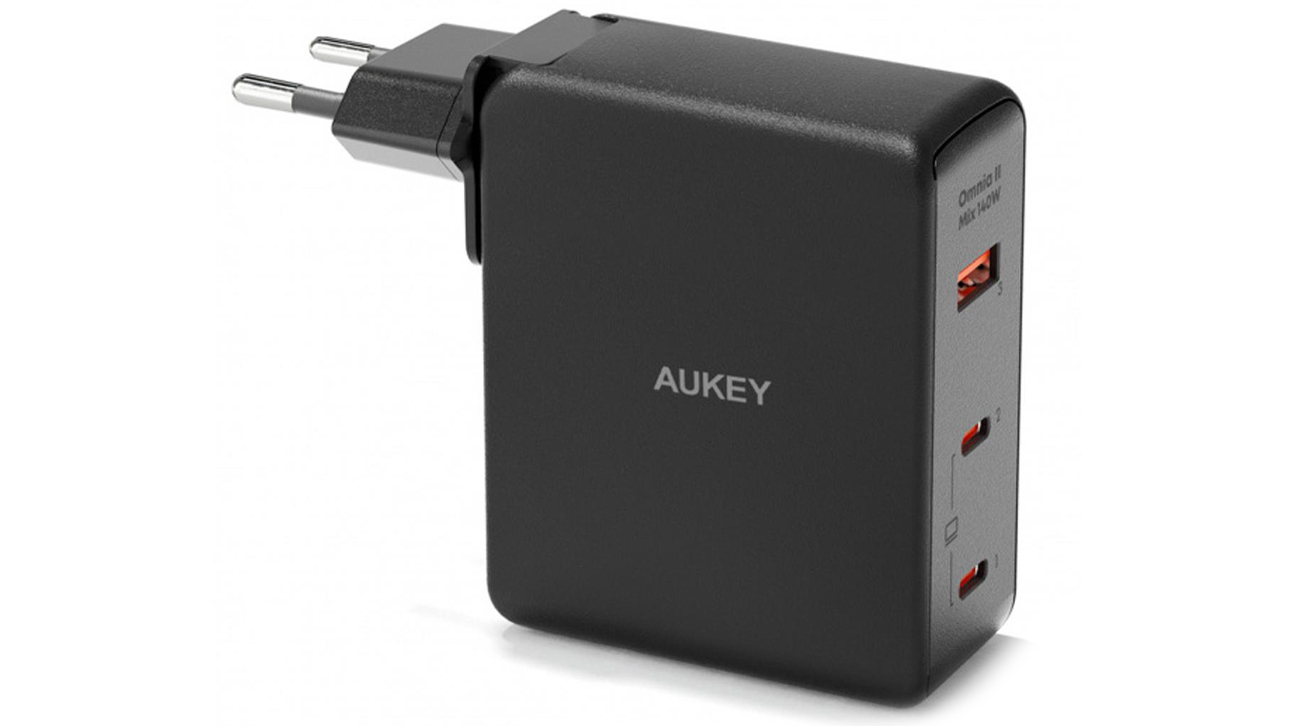 Ładowarka Aukey GaN 140W PD 2x USB-C USB-A