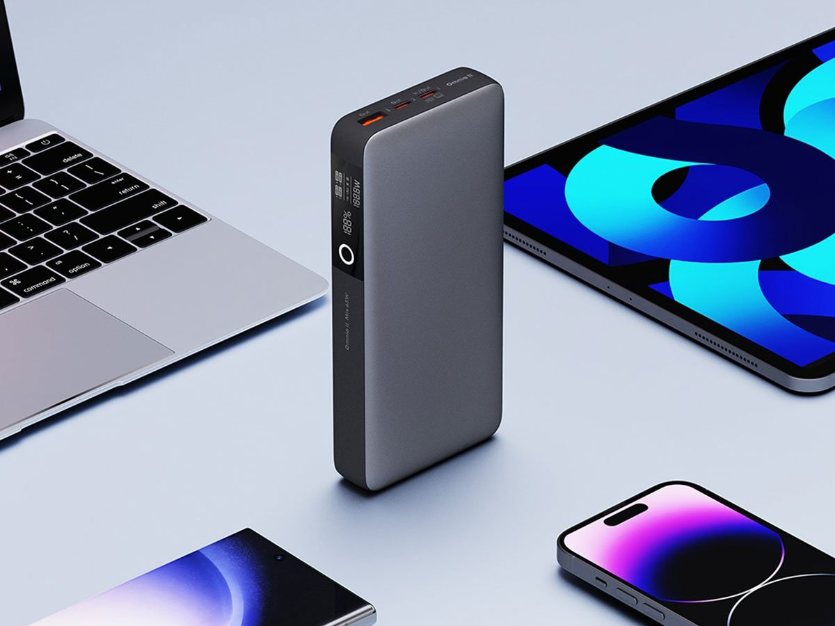 Aukey Powerbank 20 000 mAh, 2x USB-C PD 65W, USB-A 18W, szary