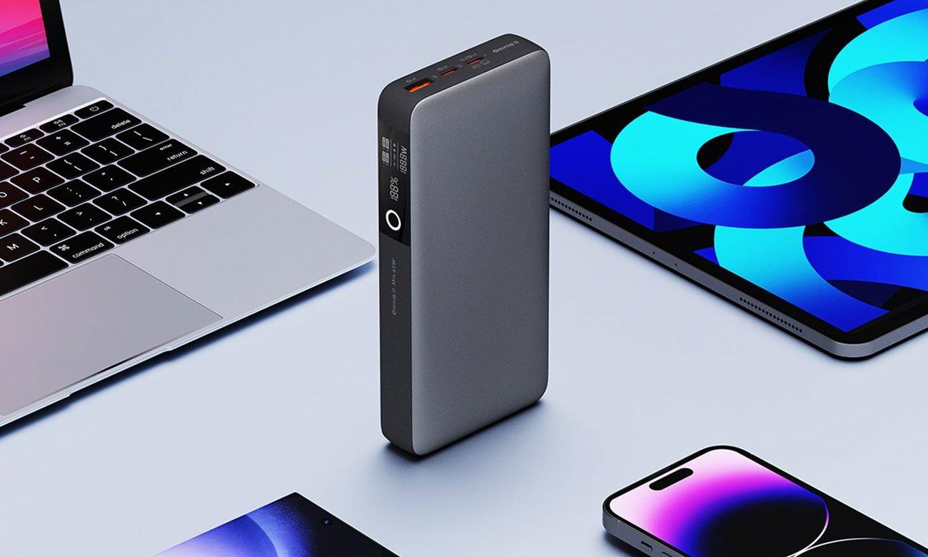 Aukey Powerbank 20 000 mAh, 2x USB-C PD 65W, USB-A 18W, szary