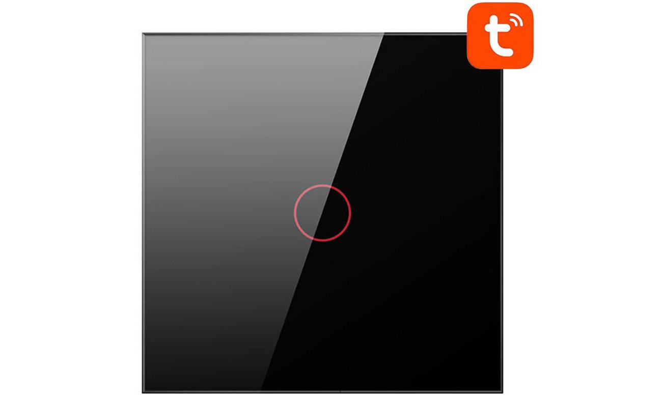 Pojedynczy dotykowy włącznik światła Wi-Fi Avatto TS02-EU-B1 TUYA Czarny - Widok od przodu