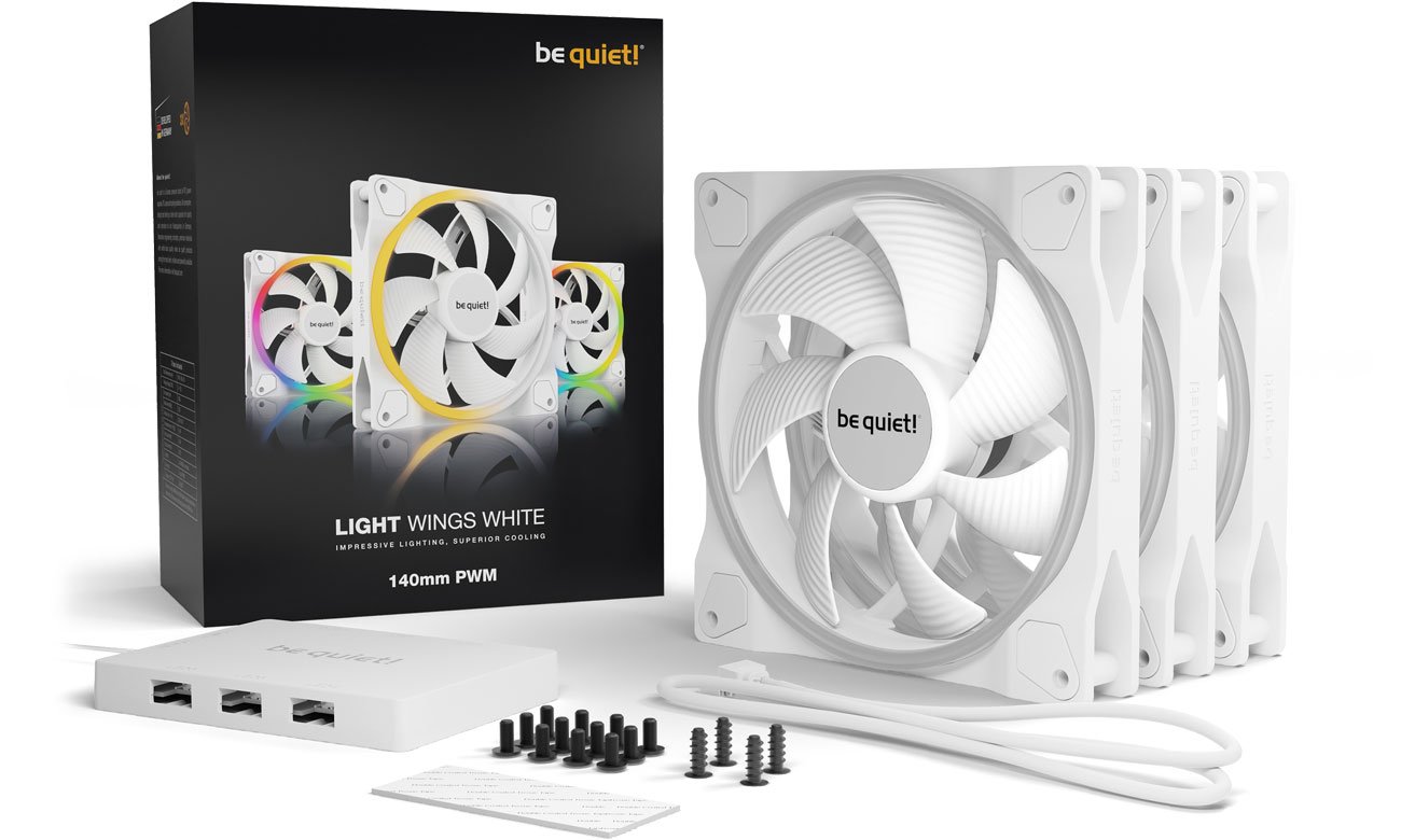 be quiet! Light Wings White 140 PWM Zestaw