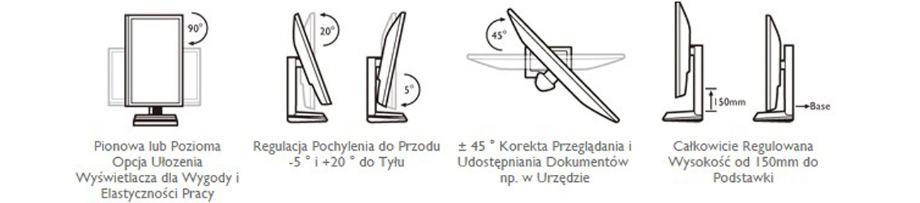 BenQ BL2205PT elastyczny system regulacji wysokości