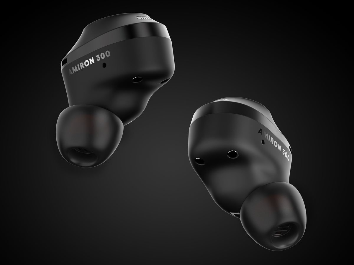 Słuchawki bezprzewodowe Beyerdynamic Amiron 300 Czarne - Widok lewej i prawej słuchawki, grafika z tłem