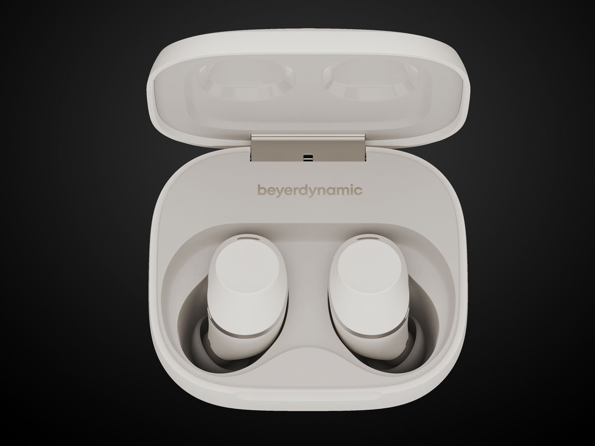 Słuchawki bezprzewodowe Beyerdynamic Amiron 300 Kremowe - Widok od góry, grafika z tłem