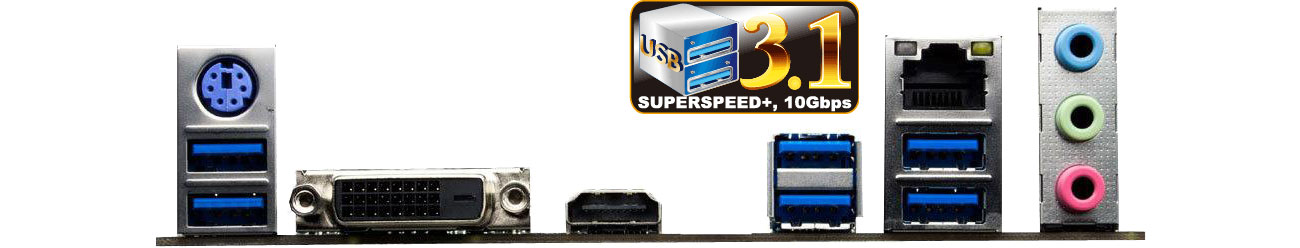 Biostar B350GT3 Porty USB 3.1 Gen2 10 Gb/s