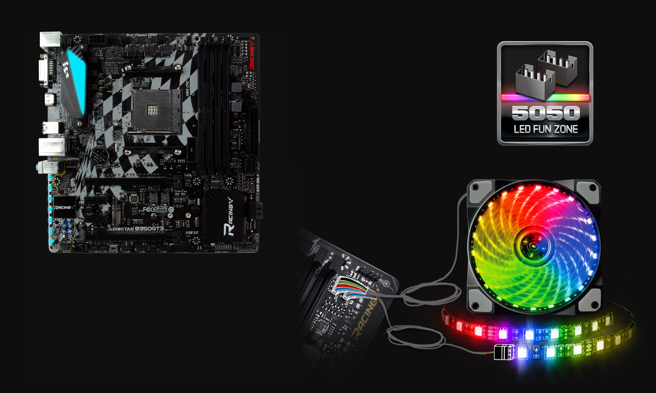 Biostar B350GT3 Podświetlenie LED