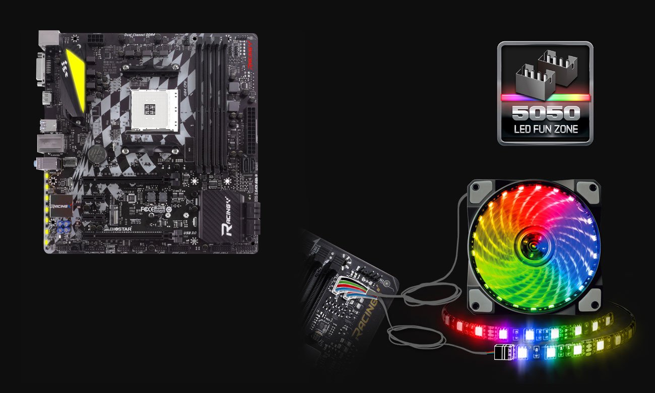 Biostar X370GT3 Podświetlenie VIVID LED DJ