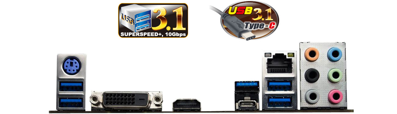 Biostar X370GT5 Porty USB 3.1 Gen2