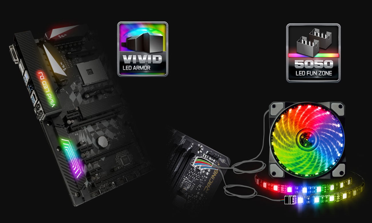 Biostar X370GT7 Podświetlenie RGB LED