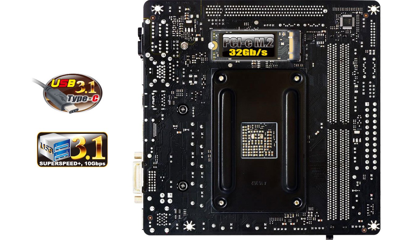 Biostar X370GTN PCIe M.2 32 Gb/s USB 3.1 Gen2 type-C 10 Gb/s