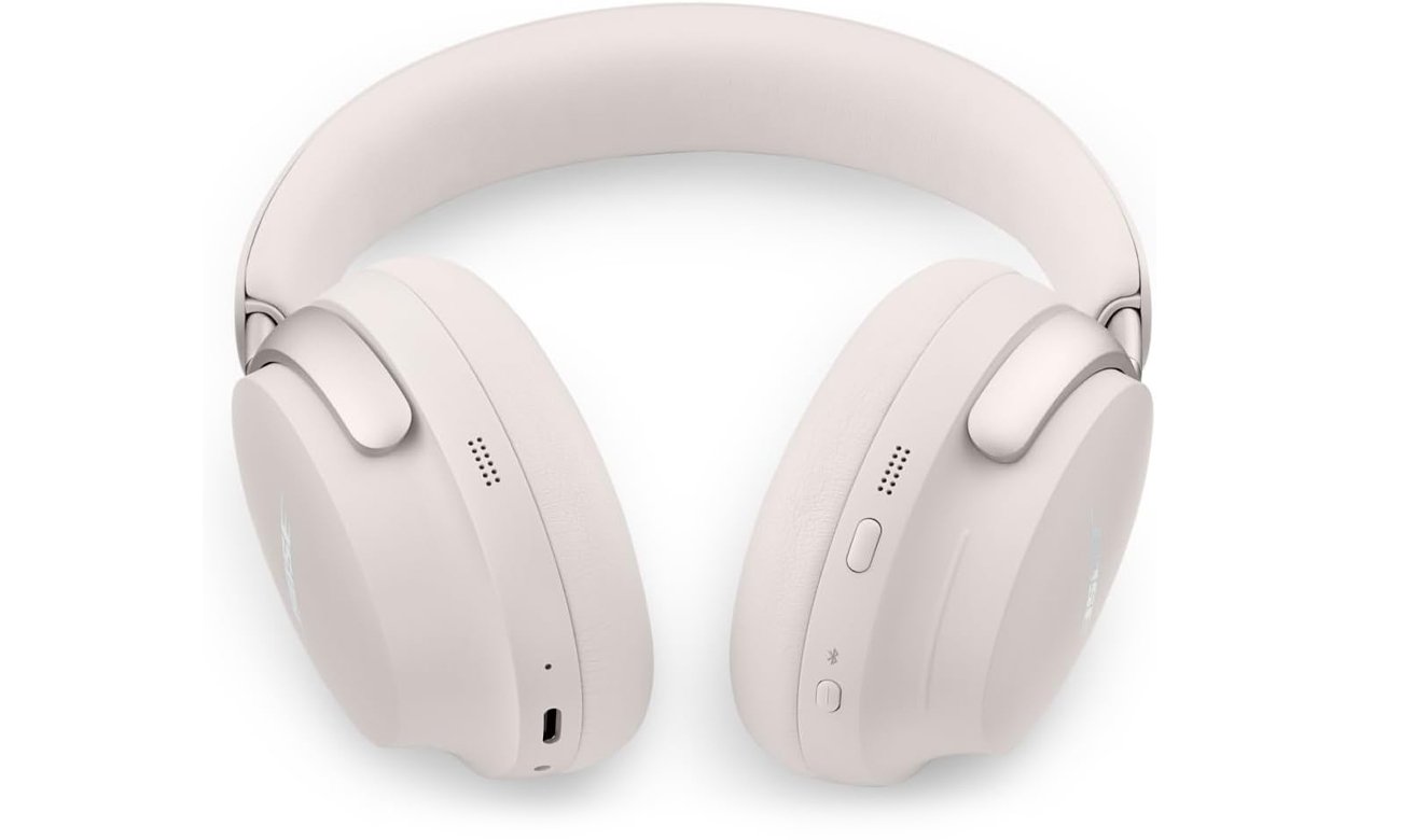 Słuchawki bezprzewodowe Bose QuietComfort Ultra Białe - Widok od dołu pod kątem