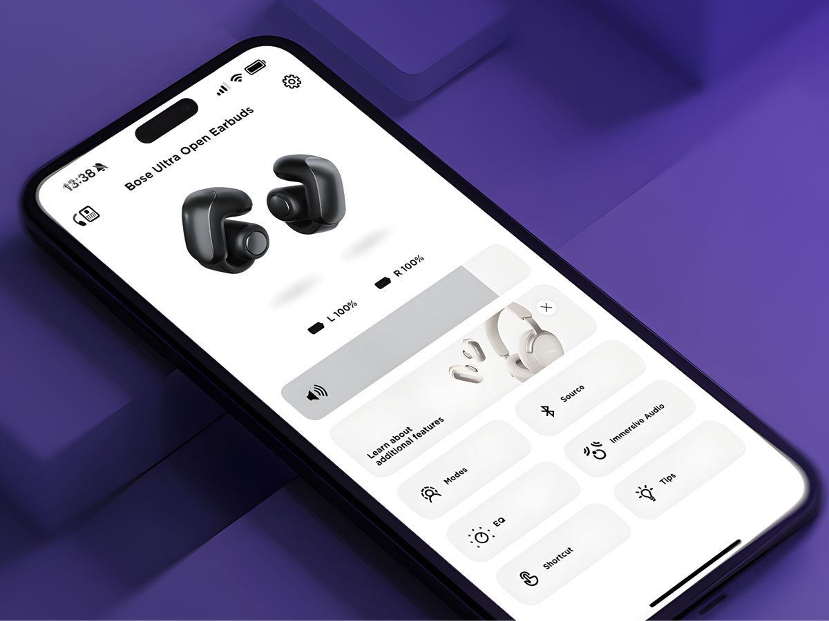 Słuchawki bezprzewodowe Bose Ultra Open - Aplikacja Bose