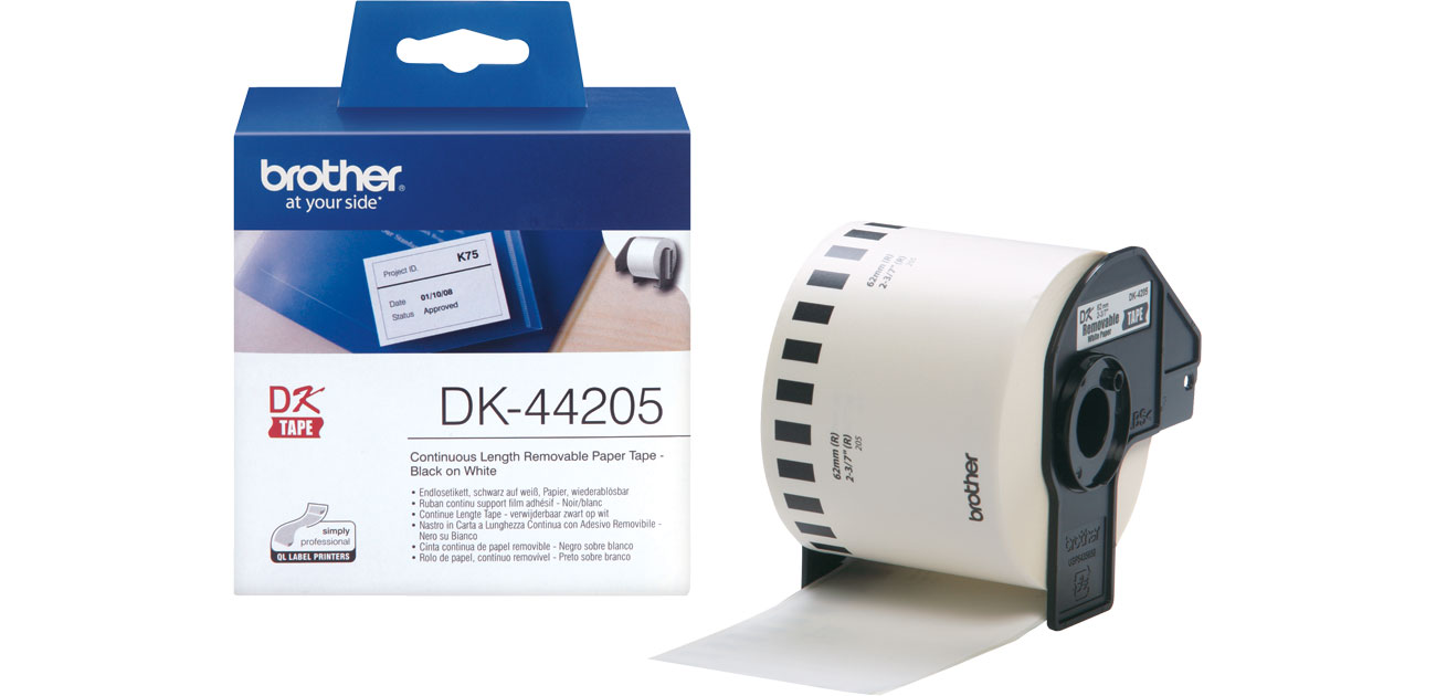 Taśma ciągła papierowa usuwalna 62mm Brother DK-44205